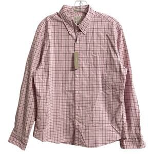 J Crew Shirt Slim Untucked Stretch Size Large Short Men Pink Check Long Sleeve